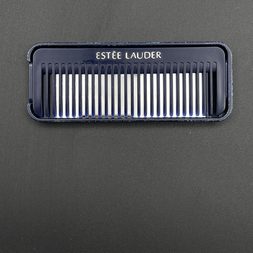 Estee Lauder Vintage Navy Blue Travel Comb Mirror Set Purse Size GWP
